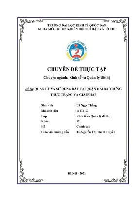 Chuyên đề thực tập quản lý và sử dụng đất tại quận hai bà trưng thực trạng và giải pháp