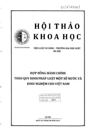 Kỷ yếu hội thảo khoa học cấp khoa hợp đồng hành chính theo quy định pháp luật một số nước và kinh nghiệm cho việt nam