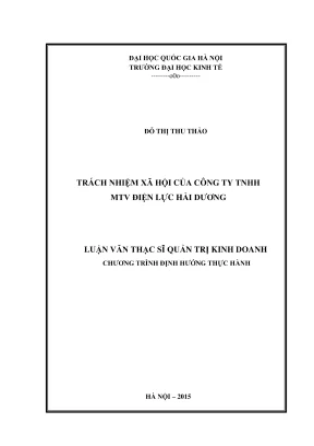 Luận văn thạc sĩ quản trị kinh doanh trách nhiệm xã hội tại công ty tnhh mtv điện lực hải dương