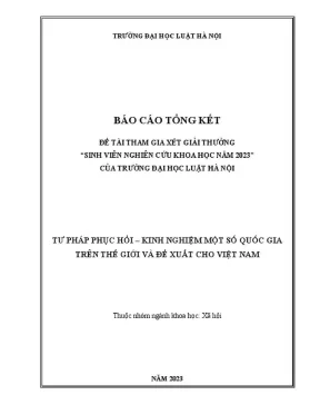 Đề tài nghiên cứu khoa học tư pháp phục hồi kinh nghiệm một số quốc gia trên thế giới và đề xuất cho việt nam