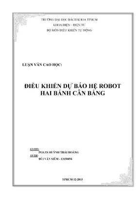 Luận văn thạc sĩ kỹ thuật điều khiển và tự động hóa điều khiển dự báo hệ robot hai bánh cân bằng