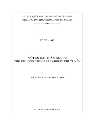 Luận án tiến sĩ toán họcmột số bài toán ngược cho phương trình parabolic phi tuyến