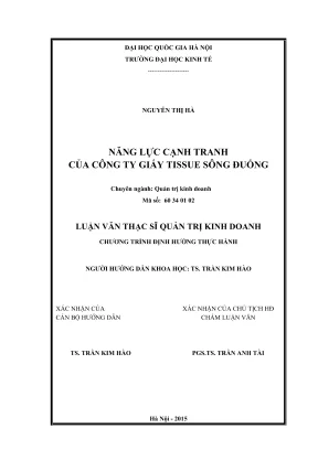 Luận văn thạc sĩ quản trị kinh doanh năng lực cạnh tranh của công ty giấy tissue sông đuống