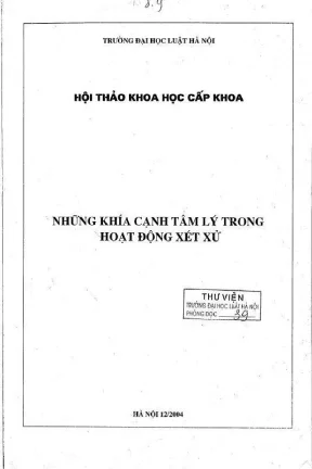 Kỷ yếu hội thảo khoa học những khía cạnh tâm lý trong hoạt động xét xử