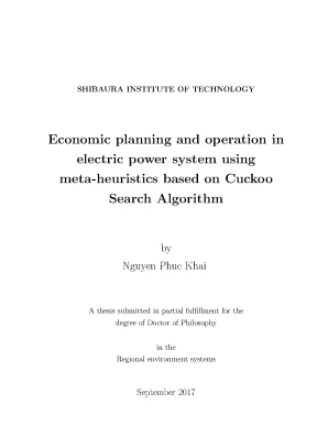 Luận án tiến sĩ economic planning and operation in electric power system using metaheuristics on cuckoo search algorithm