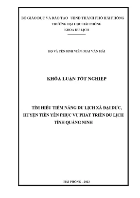 Khóa luận tốt nghiệp quản trị du lịch tìm hiểu tiềm năng du lịch xã đại dực huyện tiên yên phục vụ phát triển du lịch tỉnh quảng ninh