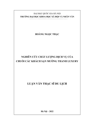 Luận văn thạc sĩ du lịch nghiên cứu chất lượng dịch vụ của chuỗi các khách sạn mường thanh luxury phần 1
