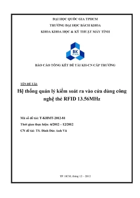 Đề tài nghiên cứu khoa học cấp trường hệ thống quản lý kiểm soát ra vào cửa dùng công nghệ thẻ rfid 13 56mhz