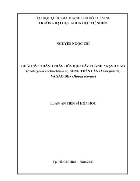 Luận án tiến sĩ hóa học khảo sát thành phần hóa học cây thành ngạnh nam cratoxylum cochinchinense sung thằn lằn ficus pumila và sao đen hopea odorata