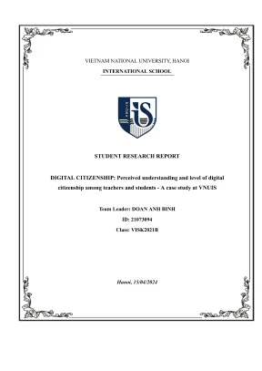 Báo cáo nghiên cứu khoa học digital citizenship perceived understanding and level of digital citizenship among teachers and students a case study at vnuis