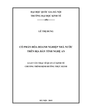 Luận văn thạc sĩ quản lý kinh tế cổ phần hóa doanh nghiệp nhà nước trên địa bàn tỉnh nghệ an