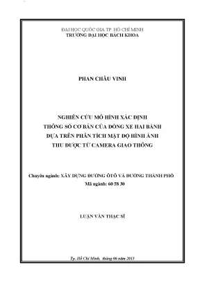 Luận văn thạc sĩ kỹ thuật xây dựng nghiên cứu mô hình xác định thông số cơ bản của dòng xe hai bánh dựa trên phân tích mật độ hình ảnh thu được từ camera giao thông
