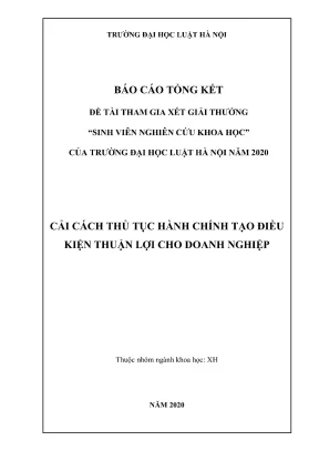 Đề tài sinh viên nghiên cứu khoa học cải cách thủ tục hành chính tạo điều kiện thuận lợi cho doanh nghiệp