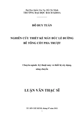 Luận văn thạc sĩ kỹ thuật máy và thiết bị xây dựng nghiên cứu thiết kế máy đúc lề đường bê tông cốt pha trượt