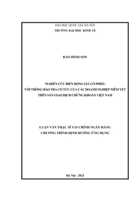 Luận văn thạc sĩ tài chính ngân hàng nghiên cứu biến động giá cổ phiếu với thông báo trả cổ tức của các doanh nghiệp niêm yết trên sàn giao dịch chứng khoán việt nam