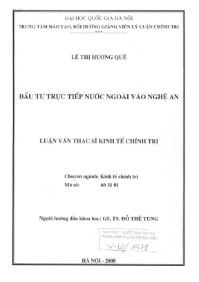Luận văn thạc sĩ kinh tế chính trị đầu tư trực tiếp nước ngoài vào nghệ an
