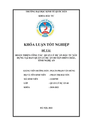 Hoàn thiện công tác quản lý dự án đầu tư xây dựng tại bаn quản lý dự án huyện diễn châu tỉnh nghệ аn