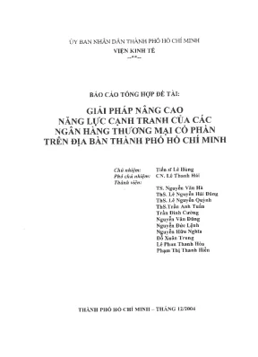 Báo cáo tổng hợp đề tài nghiên cứu khoa học giải pháp nâng cao năng lực cạnh tranh của các ngân hàng thương mại cổ phần trên địa bàn thành phố hồ chí minh