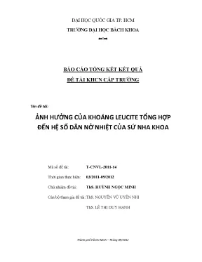 Đề tài nghiên cứu khoa học cấp trường  ảnh hưởng của khoáng leucite tổng hợp đến hệ số dãn nở nhiệt của sứ nha khoa