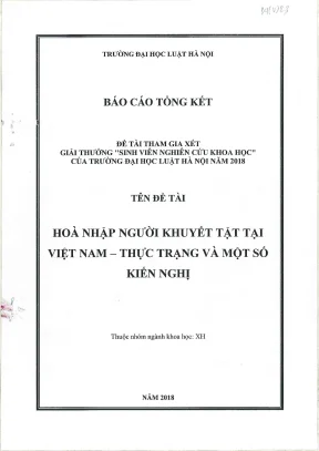 Đề tài sinh viên nghiên cứu khoa học hoà nhập người khuyết tật tại việt nam thực trạng và một số kiến nghị