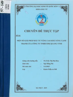 Chuyên đề thực tập một số giải pháp đầu tư nâng cao khả năng cạnh tranh của công ty tnhh xnk quang vinh