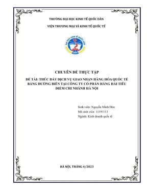Chuyên đề thực tập thúc đẩy dịch vụ giao nhận hàng hóa quốc tế bằng đường biển tại công ty cổ phần hàng hải tiêu điểm chi nhánh hà nội
