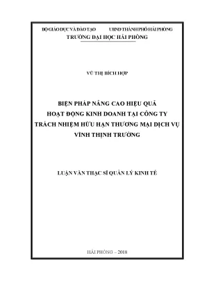 Luận văn thạc sĩ quản lý kinh tế biện pháp nâng cao hiệu quả hoạt động kinh doanh tại công ty trách nhiệm hữu hạn thương mại dịch vụ vĩnh thịnh trường
