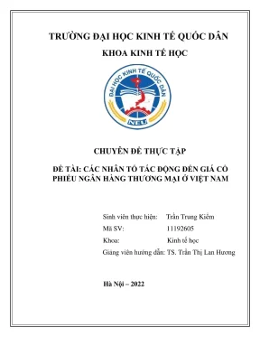 Chuyên đề thực tập các nhân tố tác động đến giá cổ phiếu ngân hàng thương mại ở việt nam