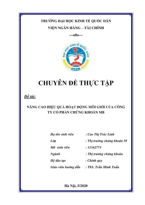 Chuyên đề thực tập nâng cao hiệu quả hoạt động môi giới tại công ty cổ phần chứng khoán mb