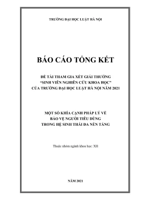 Đề tài sinh viên nghiên cứu khoa học một số khía cạnh pháp lý về bảo vệ người tiêu dùng trong hệ sinh thái đa nền tảng