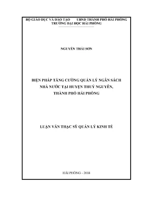 Luận văn thạc sĩ quản lý kinh tế biện pháp tăng cường quản lý ngân sách nhà nước tại huyện thủy nguyên thành phố hải phòng