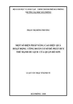 Luận văn thạc sĩ quản lý kinh tế một số biện pháp nâng cao hiệu quả hoạt động công đoàn cơ sở để phát huy thế mạnh du lịch của quận đồ sơn