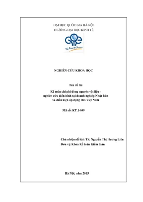 Đề tài nghiên cứu khoa học kế toán chi phí dòng nguyên vật liệu nghiên cứu điển hình tại doanh nghiệp nhật bản và điều kiện áp dụng cho việt nam