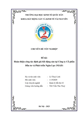 Chuyên đề tốt nghiệp hoàn thiện công tác định giá bất động sản tại công ty cổ phần đầu tư và phát triển ngân lực niad