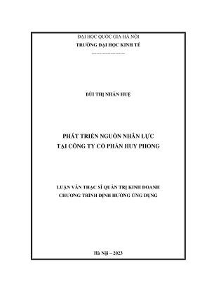 Luận văn thạc sĩ quản trị kinh doanh phát triển nguồn nhân lực tại công ty cổ phần huy phong