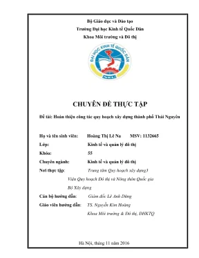 Chuyên đề thực tập hoàn thiện công tác quy hoạch xây dựng thành phố thái nguyên