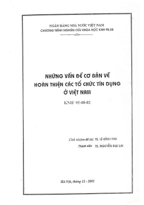 Đề tài nghiên cứu khoa học những vấn đề cơ bản về hoàn thiện các tổ chức tín dụng ở việt nam