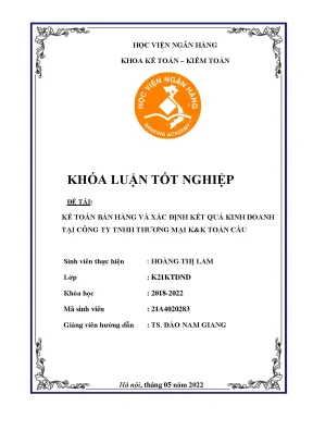 Khóa luận tốt nghiệp kế toán kiểm toán kế toán bán hàng và xác định kết quả kinh doanh tại công ty tnhh thương mại kk toàn cầu
