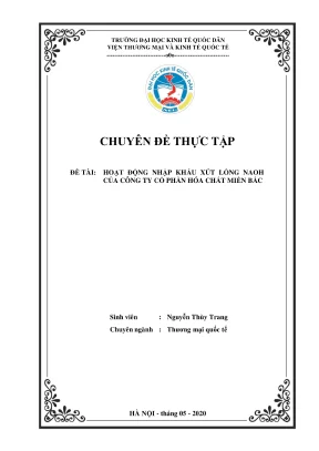 Chuyên đề thực tập hoạt động nhập khẩu xút lỏng naoh của công ty cổ phần hóa chất miền bắc