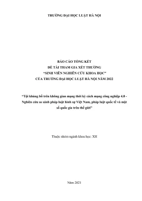 Đề tài sinh viên nghiên cứu khoa học tội khủng bố trên không gian mạng thời kỳ cách mạng công nghiệp 4 0 nghiên cứu so sánh pháp luật hình sự việt nam pháp luật quốc tế và một số quốc gia trên thế giới