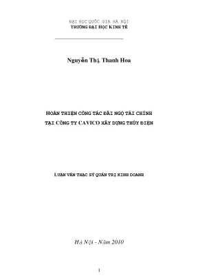 Luận văn thạc sĩ quản trị kinh doanh hoàn thiện công tác đãi ngộ tài chính tại công ty cavico xây dựng thủy điện