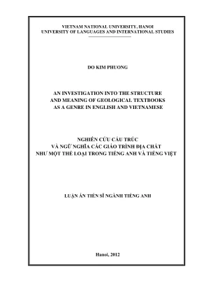 An investigation into structure and meaning of geological textbooks as a genre in english and vietnamese phần 1