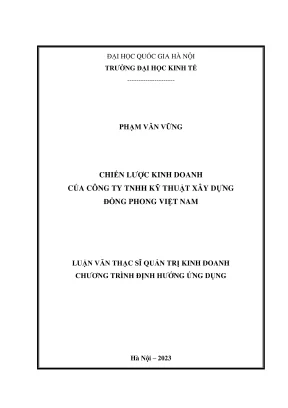 Luận văn thạc sĩ quản trị kinh doanh chiến lược kinh doanh của công ty tnhh kỹ thuật xây dựng đồng phong việt nam