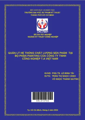 Đồ án tốt nghiệp quản lý hệ thống chất lượng sản phẩm tại bộ phận painting của công ty tnhh công nghiệp t a việt nam