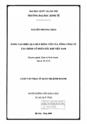 Luận văn thạc sĩ quản trị kinh doanh nâng cao hiệu quả huy động vốn của tổng công ty tài chính cổ phần dầu khí việt nam
