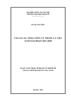 Luận văn thạc sĩ quản lý kinh tế tái cơ cấu tổng công ty thuốc lá việt nam