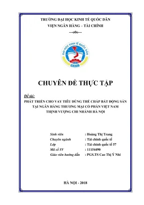 Chuyên đề thực tập phát triển cho vay tiêu dùng thế chấp bất động sản tại ngân hàng thương mại cổ phần việt nam thịnh vượng chi nhánh hà nội