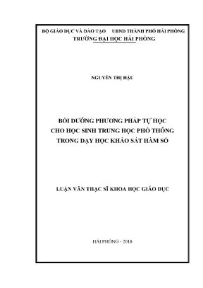 Luận văn thạc sĩ lý luận và phương pháp dạy học bộ môn toán bồi dưỡng phương pháp tự học cho học sinh trung học phổ thông trong dạy học khảo sát hàm số
