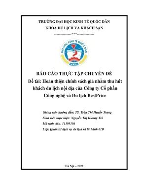 Chuyên đề thực tập hoàn thiện chính sách giá nhằm thu hút khách du lịch nội địa của công ty cổ phần công nghệ và du lịch bestprice