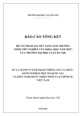 Đề tài sinh viên nghiên cứu khoa học xử lý hành vi xâm phạm thông tin cá nhân kinh nghiệm một số quốc gia và kiến nghị hoàn thiện pháp luật hình sự việt nam